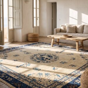 Room Size Antique Ivory Chinese Food Dog Design Peking Animal Rug (SKU 23001) - room view