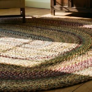 Room Size Oval American Antique Braided Modernist Area Rug (SKU 24953) - in-room detail