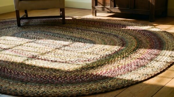 Room size oval american antique braided modernist area rug 8 Room size oval american antique braided modernist area rug (sku 24953) - in-room detail
