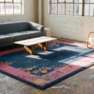 Wool Room Size Rectangle Antique Chinese Blue 1920s Knotted - Art Deco Rug (SKU 22658) - room view