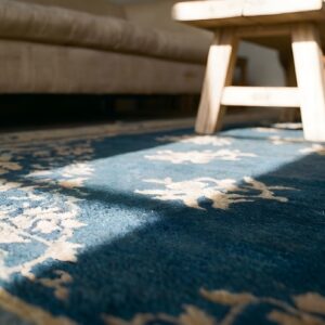 Room Size Rectangle Chinese - Peking Blue Knotted Wool 1900s Antique Rug (SKU 22952) - in-room detail