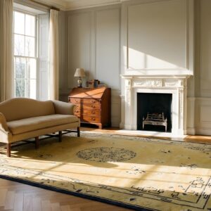Room Size Rectangle Wool Ivory Chinese - Peking 1880s Antique Knotted Rug (SKU 24740) - room view