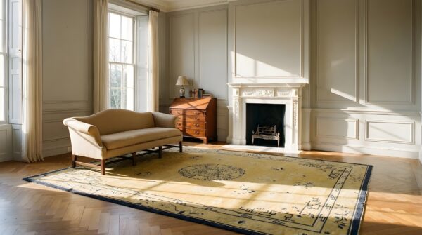 Room size rectangle wool ivory chinese - peking 1880s antique knotted rug 10 Room size rectangle wool ivory chinese - peking 1880s antique knotted rug (sku 24740) - room view