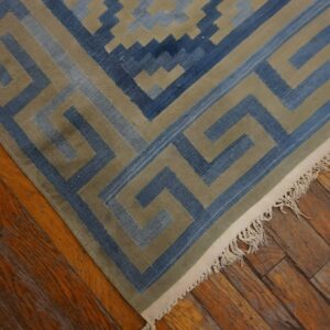 Room Size Antique Tribal Geometric Pattern Cotton Dhurrie Flatweave Rug (SKU 24159) - room view