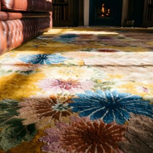 Room Size Knotted Antique Yellow Wool 1930s Chinese - Art Deco Rectangle Rug (SKU 25744) - in-room detail