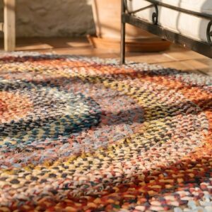 Antique Round Braided American USA Geometric Medallion Flat Weave Rug (SKU 25825) - in-room detail