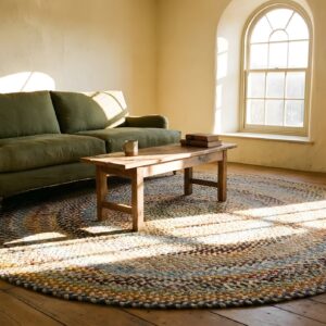 Antique Round Wool Multicolor Jewel Tones Flat Weave Rug (SKU 25013) - room view