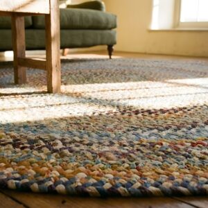 Antique Round Wool Multicolor Jewel Tones Flat Weave Rug (SKU 25013) - in-room detail