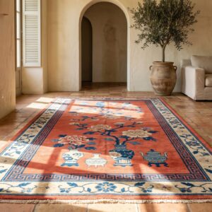 Rustic Coral Antique Chinese Kansu Hallway Runner Rug (SKU 21569) - room view