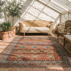 Antique Rustic Geometric Tribal Caucasian Late 19th Century Square Shirvan Rug (SKU 18605) - room view