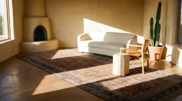 Rustic antique long and narrow oversized coral persian bidjar carpet 8 Rustic antique long and narrow oversized coral persian bidjar carpet (sku 25024) - room view