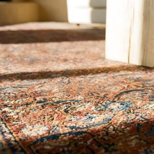 Rustic Antique Long and Narrow Oversized Coral Persian Bidjar Carpet (SKU 25024) - in-room detail