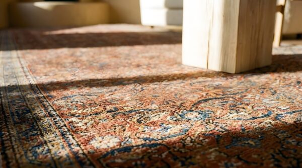 Rustic antique long and narrow oversized coral persian bidjar carpet 9 Rustic antique long and narrow oversized coral persian bidjar carpet (sku 25024) - in-room detail