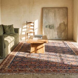 Rustic Tribal Allover Pattern Antique Blue Persian Afshar Rug (SKU 21854) - room view