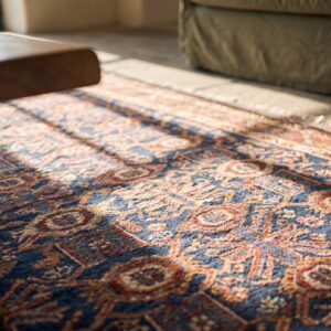 Rustic Tribal Allover Pattern Antique Blue Persian Afshar Rug (SKU 21854) - in-room detail