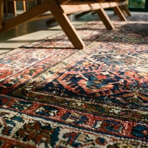 Rustic Tribal Allover Pattern Antique Caucasian Geometric Knotted Rug (SKU 24258) - in-room detail