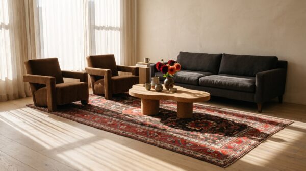 Rustic antique tribal design nw persian long and narrow size rug 12 Rustic antique tribal design nw persian long and narrow size rug (sku 25276) - room view