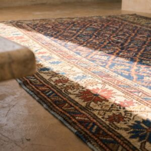 Rustic Tribal Geometric Antique Blue Caucasian Shirvan Rug (SKU 18174) - in-room detail