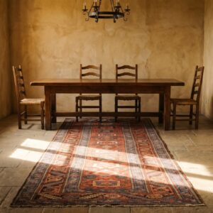 Rustic Tribal Antique Persian Bakshaish Coral Hallway Runner Rug (SKU 20203) - room view