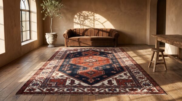 Rustic tribal antique persian malayer wide long and narrow gallery size rug (sku 22746) - room view
