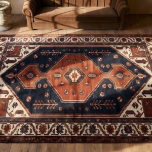 Rustic Tribal Antique Persian Malayer Wide Long and Narrow Gallery Size Rug (SKU 22746) - styled overhead view