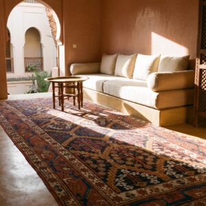 Rustic Tribal Shrub Pattern Antique Persian Afshar Hallway Runner Rug (SKU 21969) - room view