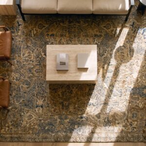 Antique S.E. Persian Kirman Carpet 11'8"×21'6" Buff Field, Buff Border, Monumental Gallery Format, Circa 1920 (SKU 20063) - styled overhead view