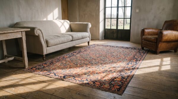 Antique sarouk - farahan persian allover floral herati rug 7 Antique sarouk - farahan persian allover floral herati rug (sku 22859) - room view