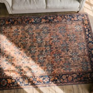 Antique Sarouk - Farahan Persian Allover Floral Herati Rug (SKU 22859) - styled overhead view