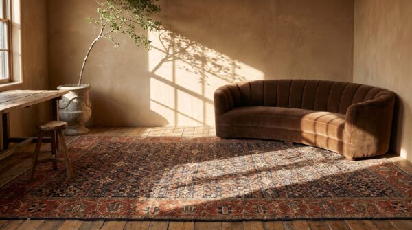 Antique sarouk - farahan persian blue 1880s rug 9 Antique sarouk - farahan persian blue 1880s rug (sku 20236) - room view