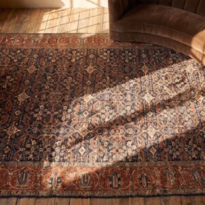 Antique Sarouk - Farahan Persian Blue 1880s Rug (SKU 20236) - styled overhead view