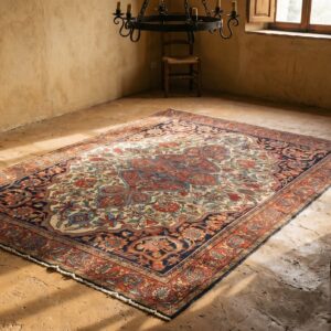 Antique Sarouk - Farahan Persian Ivory 1880s Rug (SKU 19408) - room view