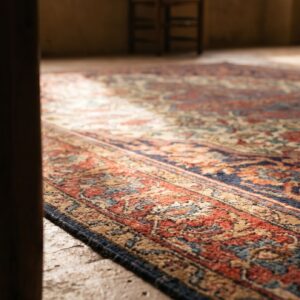 Antique Sarouk - Farahan Persian Ivory 1880s Rug (SKU 19408) - in-room detail