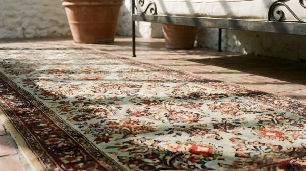 Antique sarouk hallway runner wool rug 11 Antique sarouk hallway runner wool rug (sku 25574) - in-room detail