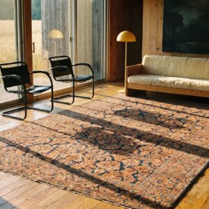 Antique Sarouk Large Room Size Wool Blue Rug (SKU 19861) - room view
