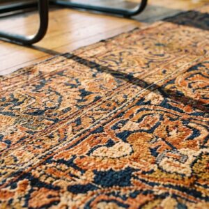 Antique Sarouk Large Room Size Wool Blue Rug (SKU 19861) - in-room detail