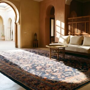 Antique Sarouk Large Room Size Wool Blue Navy Rug (SKU 24367) - room view