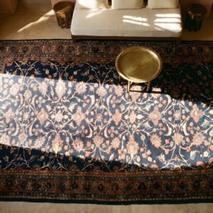 Antique Sarouk Large Room Size Wool Blue Navy Rug (SKU 24367) - in-room detail
