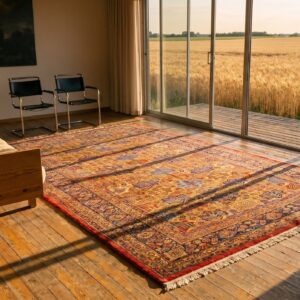 Antique Sarouk Large Room Size Wool Multicolor Rug (SKU 20424) - room view
