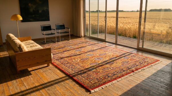 Antique sarouk large room size wool multicolor rug 8 Antique sarouk large room size wool multicolor rug (sku 20424) - room view