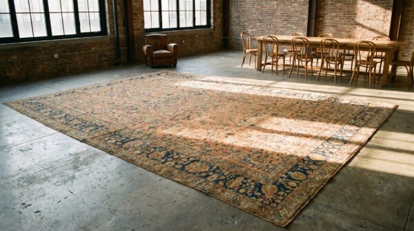 Antique sarouk oversized large oversized big rug wool coral 9 Antique sarouk oversized large oversized big rug wool coral (sku 19315) - room view