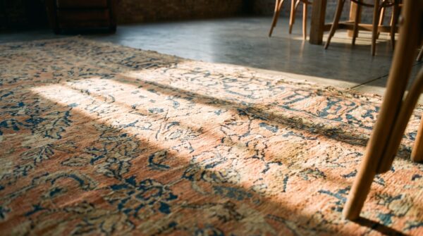 Antique sarouk oversized large oversized big rug wool coral 10 Antique sarouk oversized large oversized big rug wool coral (sku 19315) - in-room detail