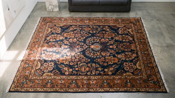 Antique sarouk persian knotted rug 2 Antique sarouk persian knotted rug (sku 20095) - styled overhead view