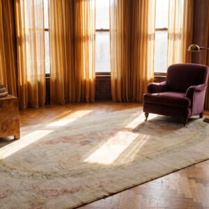 Antique Savonnerie French Floral, Medallion Knotted Rug (SKU 23607) - room view