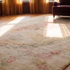 Antique Savonnerie French Floral, Medallion Knotted Rug (SKU 23607) - in-room detail