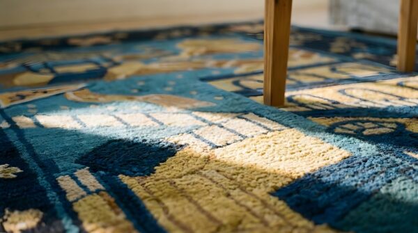 Antique scenic pictorial peking chinese rug 18 Antique scenic pictorial peking chinese rug (sku 24755) - in-room detail
