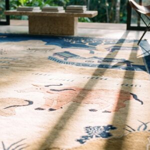 Antique Scenic Pictorial Peking Chinese Small Scatter Size Animal Rug (SKU 25478) - in-room detail