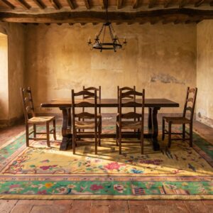 Scenic Antique Yellow Open Field Room Size Chinese Art Deco Wool Rug (SKU 22394) - room view