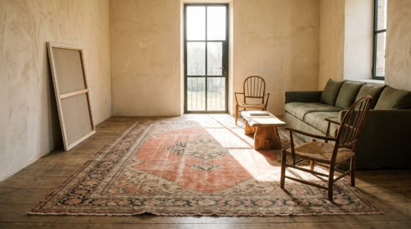 Antique senneh hallway runner wool coral rug (sku 20738) - room view