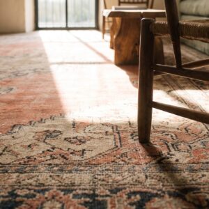Antique Senneh Hallway Runner Wool Coral Rug (SKU 20738) - in-room detail
